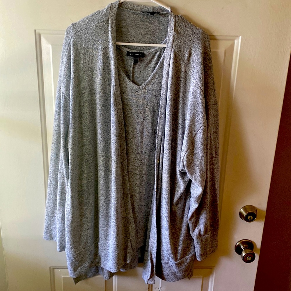 Lane Bryant cardigan v-neck sweater duo.
